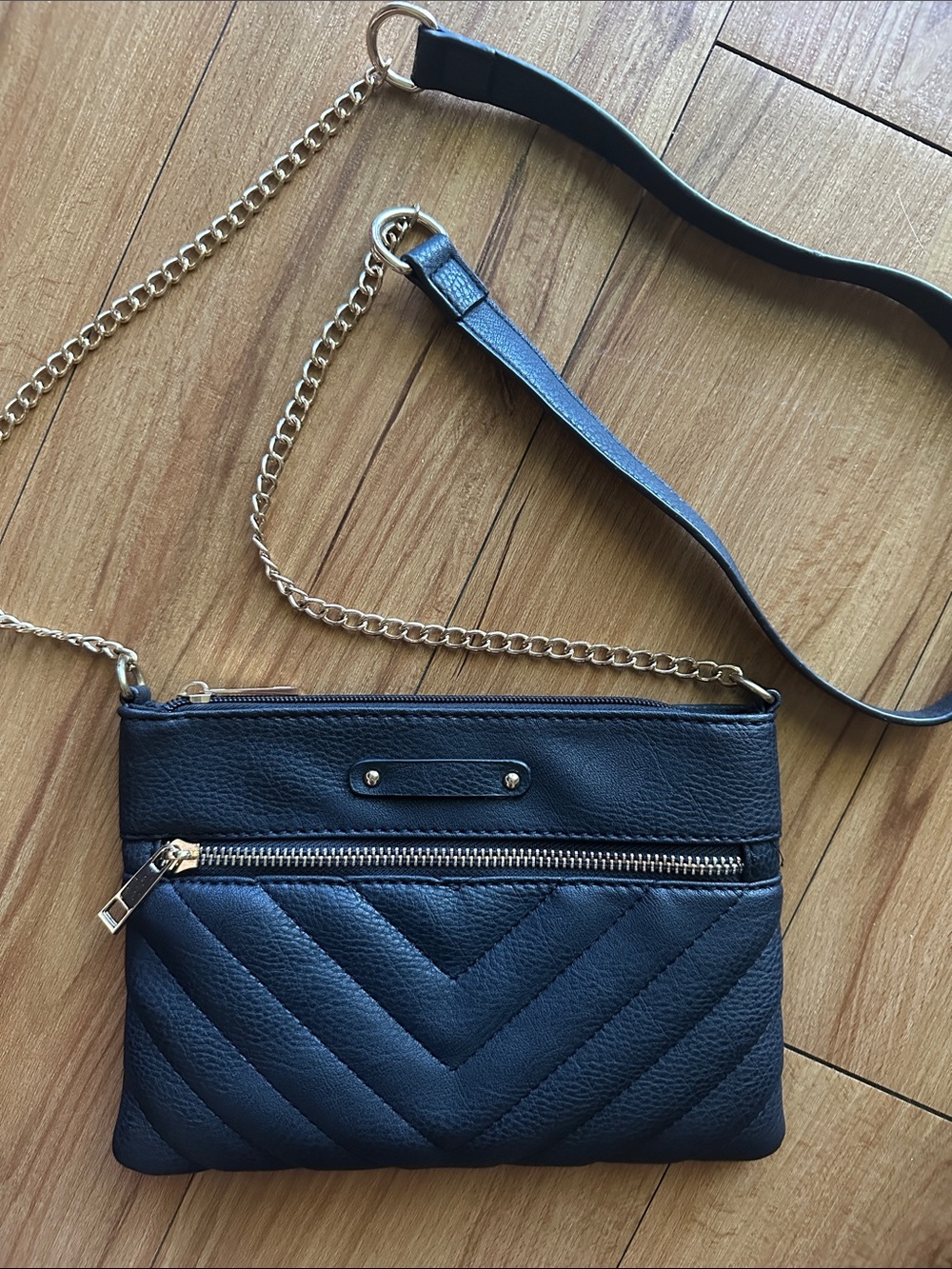 Mix No. 6 Black Quilted Crossbody with Gold Chain